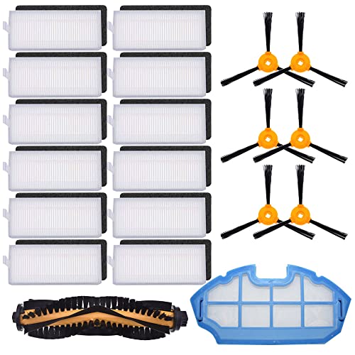 neutop Replacement Parts Compatible for Ecovacs Deebot N79S N79 DN622 DN622.11 DN622.31 N79W N79se and Deebot 500 DC3G Robot Vacuum with 1 Roller Brush 12 Filter Sets 6 Side Brushes 1 Mesh Filter