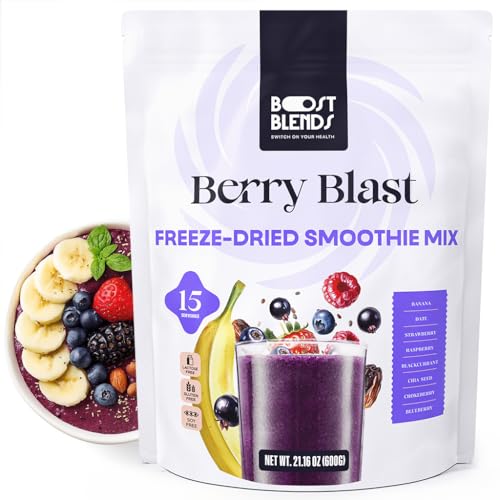 Freeze Dried Fruit Smoothie Mix - Superfood Berry Powder for Healthy Smoothies, Smoothie Bowls, Shakes, Ice Cream Machine, Oatmeal, Yogurt & Baking - Vegan, Gluten Free, No Added Sugar - Rich in Antioxidants, Fiber & Vitamins