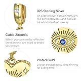 Blue Evil Eye Bead Charms fits Pandora Charms Bracelets 925 Sterling Silver Lucky Charms Pendant Beads Jewelry Gift for Woman (Gold Plated Heart Evil Eye Dangle)