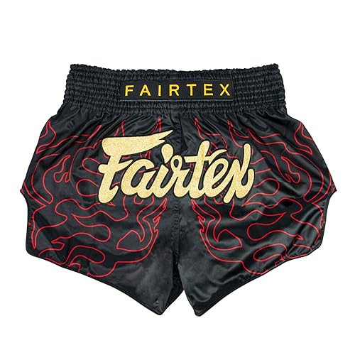 Fairtex Slim Cut Muay Thai Boxing Shorts (Black Lava, Medium)