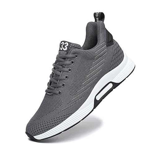vandimor Men Elevator Sneakers Invisible Height Increasing 2.4 Inches Taller Elevator Sports Women Mesh Breathable Outdoor Casual Lace up Fashion Shoes Grey43
