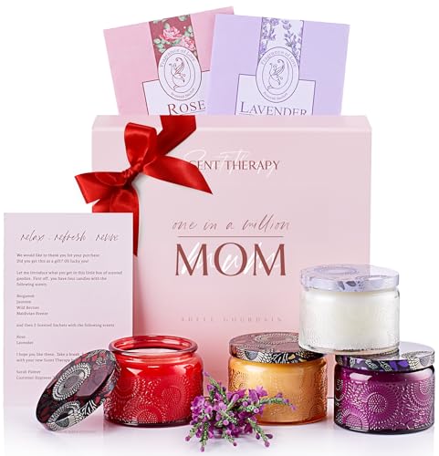 Scented Candle Gift Set for Mom - 4 Long Lasting Aromatherapy Candles in a Gift Box for Mother's Day or as Birthday Present for Mothers, Personal Presents for Women - Mom Gifts Ideas from Daughter/Son