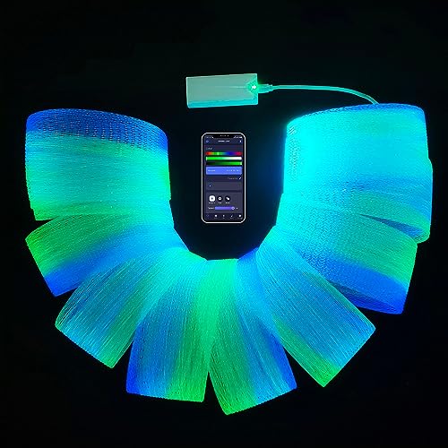 LED Fiber Optic Mesh Light Kits with Battery Controller for Dresses Costumes Textiles - Net Fabric Light Up Wedding Parties Halloween Christmas (6.6 Yards (6 Meters) Mesh)