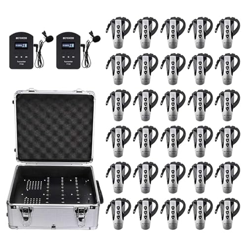 Retekess TT106 Tour Guide System, Church Translation System,150m/492ft, Lightweight, Assistive Listening Device for School, Church (2 Transmitters 30 Receivers)