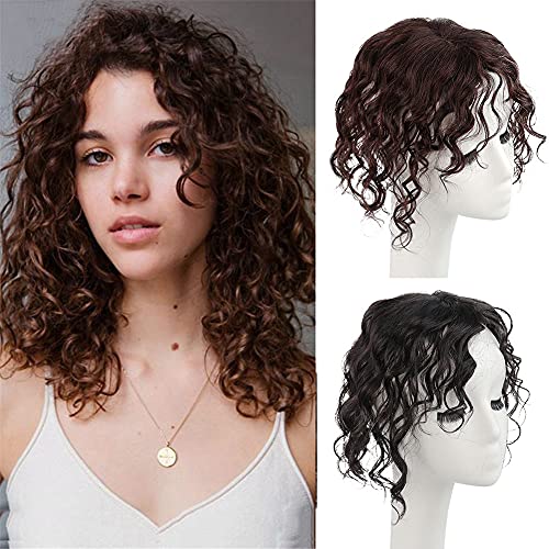 RemeeHi Real Remy Human Hair Long Curly Wavy Hand Made Toupee Topper Wiglet Clip in Hairpieces Top Thin Loss Hairpiece Natural Black
