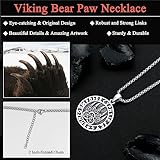 Bear Claw Necklace 925 Sterling Silver Celtic Bear Paw Pendant Norse Viking Amulet Jewelry Nordic Rune Gift for Men Women