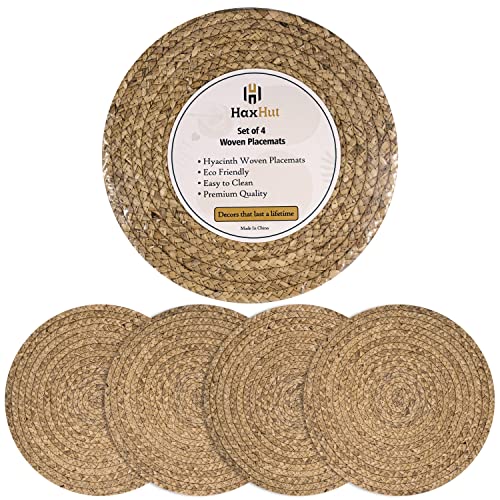 13.5” Woven Placemats, Round Rattan Placemats Set of 4, Natural Wicker Chargers for Dinner Plates, Heat Resistant, Easy to Clean, and Non-Slip – Elegant and Practical Addition to Your Dining Table