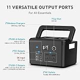 Portable Power Station 600W, Powkey 296Wh Battery Backup with 2 Pure Sine Wave AC Outlets, USB-C PD100W and 2 Wireless Chargers, Solar Generator (Solar Panel Optional) for Outdoor Camping/RVs/Home Use