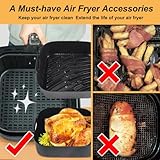 BYKITCHEN 9 Inch Square Silicone Air Fryer Liners for 6 to 8QT, Set of 2, Reusable Silicone Air Fryer Tray Insert, Air Fryer Accessories for Corsori 6QT, Ninja Air Fryer Pro XL 6.5QT, Gourmia & More