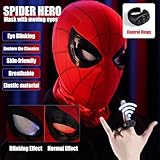 Simccppley Spider Mask, Electric Spider Superhero Role-Playing Mask with Moving Eyes and LED Lights, Movable Eyes Remote Control Mask