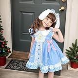 noxozoqm Princess Dress Ruffle Sleeve Dress Cartoon Anime Casual Clothes for Girls Home Party Play Wear 140