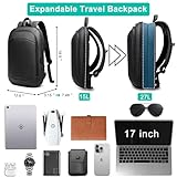 Business Backpack for Men 17 Inch,Slim & Expandable Waterproof Travel Laptop Backpack with USB Charger Port,Anti-Theft Lightweight Large Work Computer Bag,College Laptop Backpacks Gifts for Men Women