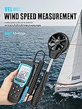 Aicevoos H12 Digital Anemometer Handheld Wind Speed Meter with Extended Wind Sensor, Measures Wind Speed Wind Flow Temperature and Humidity CFM Air Flow Velocity Meter with Big Backlit Screen