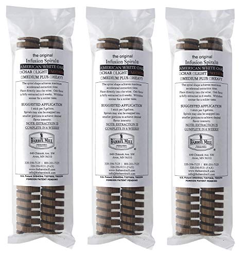 American Oak Infusion Spirals Medium Toast - Oak Spirals for Aging Whiskey, Wine, Brandy, or Spirits in the Bottle by FastRack - 8" Long, 6-pc