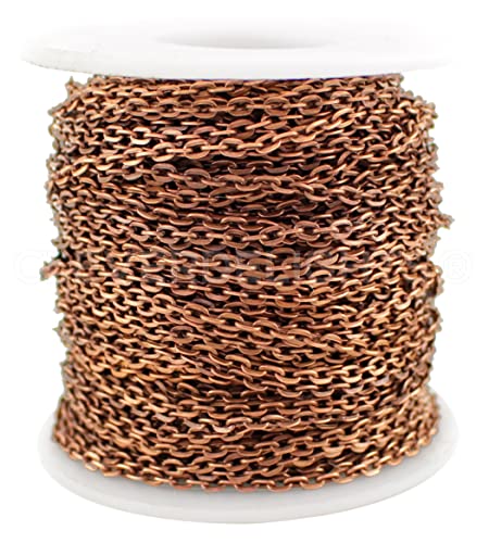 CleverDelights 3x4mm Cable Chain - Antique Copper Color - 100 Feet