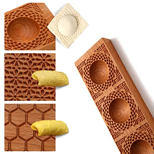 Yaoxianwu wooden ravioli mould maker - handmade ravioli mold fresh pasta stamp board filled cookie Spaghetti Macaroni 3 in 1 Combination DIY Kitchen Baking Tools