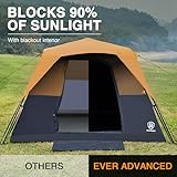 EVER ADVANCED 6 Person Camping Tent, Blackout Tent for Camping Instant Cabin Tents for Family with Rainfly, 60s Easy Setup, Water-Resistant