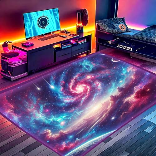 DEALZOOM Gaming Area Rug RGB LED Light (3x5 Galactic Vortex) - Bedroom Rug Floor Mat Gaming Decor - Kids Room Rug Anti Slip Mat for Gamer Chair – Play Game Room Décor for Teen, Boys, Kids Accessories
