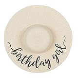 Womens Embroidered Straw Sun Floppy Hat Birthday Gift Party Favor (Birthday Girl)