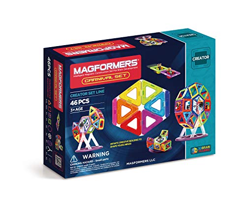 Magformers Carnival 46-Piece Set - Magnetic Tiles Building Blocks, Educational Kit, STEM Toy Set - Magnetic Building Tiles for Kids to Develop Problem-Solving Abilities and Shape Recognition