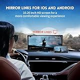 10.26" HD Wireless Android & Carplay Screen for Car, Portable Touchscreen Car Stereo with 4K Dash Cam, 1080P Backup Camera, Bluetooth, AUX/FM, Siri, Mirror Link, GPS Navigation