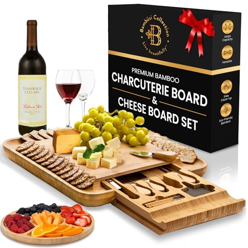 Charcuterie Board Gift Set - Bamboo Cheese Board and Charcuterie Boards Set - Housewarming Gifts New Home, Wedding Gifts for Couples 2025, Bridal Shower Gift, Birthday Gifts for Women