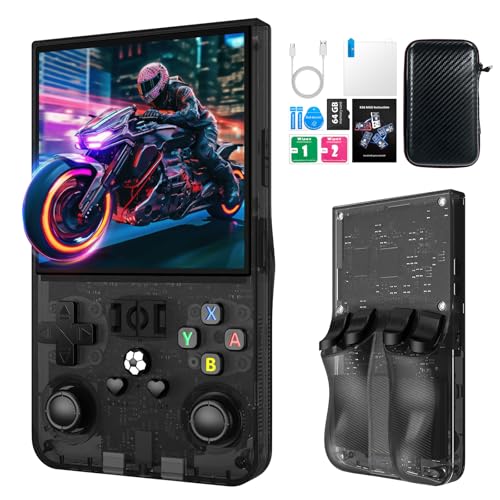 2025 New R36MAX Retro Handheld Game Console, 4.0 Inch IPS Screen Retro Gaming Console, 18000+ Classic Games, Linux System, 4000mAh Battery Portable Pocket Mini Arcade, Built-in 64G, Black