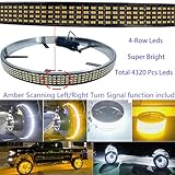 17in Quad Row Amber White Wheel Ring Lights w/Amber Turn Signal Fuction RF Remote Control,4320LEDs Waterproof IP68 Rim Lights Tire Lights Wheel Lights for Truck Car SUV Pickup