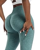 NORMOV 4 Piece Butt Lifting Workout Leggings for Women, Seamless Gym Scrunch Booty Lifting Sets(Black/Blue/Grey/Forest Green, M)