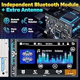 PLZ 7" Wireless Double Din Car Stereo Apple Carplay Radio Screen for Car Audio Receivers, Bluetooth 5.3 Car Play Android Auto Touchscreen, 240W 4.2 CHN 2 Subwoofers Outputs, Backup Camera, SWC, FM/AM