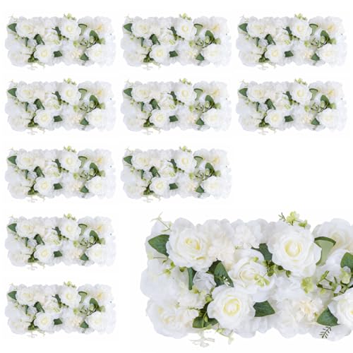 BloomTrend Flower Centerpieces for Tables - 10 Pack Wedding Arch Artificial Flowers White Arrangements Center Piece for Reception, Living Room, Kitchen, Dining Table Runner Decorations