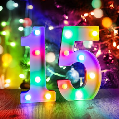 15th Birthday Decorations For Girls Boys,Light Up Numbers 15 Anniversary Quinceanera Decorations,Numero 15 Decoracion Para Quinceañera,Centros De Mesa De 15 Años,Arreglos De Mesa Para 15 Años