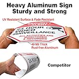 Video Surveillance Signs (2 Pack) 12 x 12 Rust Free .040 Aluminum Security Warning Reflective Metal Signs, Indoor or Outdoor Use for Home Business CCTV Security Camera, UV Protected & Waterproof