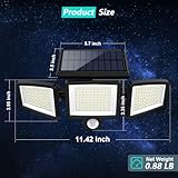 Tuffenough Solar Outdoor Lights 2500LM 210 LED Security Lights with Remote Control,3 Heads Motion Sensor Lights, IP65 Waterproof,270° Wide Angle Flood Wall Lights with 3 Modes(4 Packs)