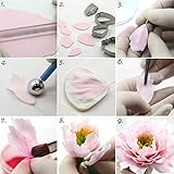 62pcs Gumpaste Flowers and Leaves Fondant Tool Leaf Tool Kit Gum Paste Flower Cutter Set Stainless Steel Flower Cutter Silicone Molds Foam Pad Veining Board Ball Tools Modelling Tools Brushes