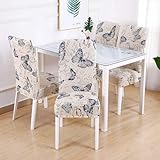 SearchI Dining Room Chair Covers Set of 6, Stretch Printed Parsons Chair Slipcovers Spandex Removable Washable Kitchen Chair Protector Cover for Dining Room, Hotel, Ceremony (Butterfly Pattern)