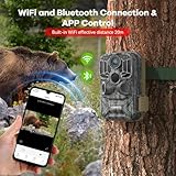 DEATTI Trail Camera 48MP 4K Game Camera with 8 Batteries 32G SD Card,WiFi Bluetooth Connection,Trail Cameras with Night Vison Motion Activated Waterproof for Wildlife Deer Outdoor 0.1s Trigger Time