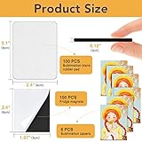 200Pcs Sublimation Magnet Blanks Set,Personalized Sublimation Refrigerator Magnet for Home Kitchen Microwave Oven Decor&Office Calendar with 100PCS Blank Rubber Pad(6x8cm), 100PCS DIY Soft Magnetic