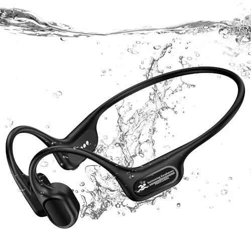 RR SPORTS Bone Conduction Swimming Headphones,IP68 Waterproof, Built-in 32GB MP3 Player, Open-Ear Design for Swimming, Surfing, Running & Cycling (Black)