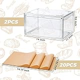 GROPKNIO 2pcs Large Bread Box Kitchen Countertop upgraded - Large Capacity Transparent Bread Rack Storage Box， 20 Sheets of Greaseproof paper-Stackable Double-Layer Bread Pantry Storage Container