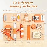 Joyreal Wooden Busy Board for Toddlers - Montessori Sensory Activity Board for Fine Motor Skills, Travel Busy Board Educational Sensory Toys for Children for Toddlers & Kids