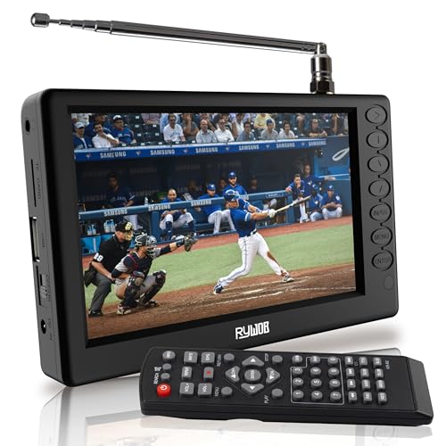Rywob 5''Portable TV,Pocket Digital TV with ATSC/TF Card/USB,Battery Operated TV with Remote & Stand for Camping,Car,Kitchen,Travel,Emergency