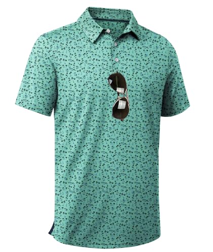 ZITY Men's Golf Shirts Short Sleeve Moisture Wicking Performance Print Patterns Casual Collared Golf Polo Shirt for Men