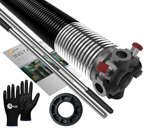 Garage Door Torsion Spring 218x2x26 Replacement for Right Side of Garage Door with 1" Nylon Bushing, Winding Bars, and Gloves Precision E-Coating 5-Year Warranty Min. 30,000 Cycles (Black Cone)