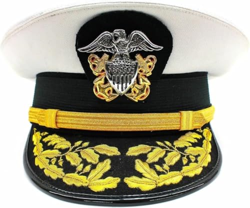 US Navy Commander Admiral Rank White Hat Cap, 7 1/4 inches