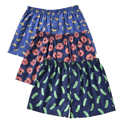 Cinvik Mens Boxers Shorts Funny Pickle Printed Cotton Boxers Underwear No Elastic Cotton Organic Sleeping Short Loose Boxers for Men Medium