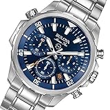 Bulova Men's Marine Star Series B Stainless Steel 6-Hand Chronograph Quartz Watch, Blue Dial Style: 96B256