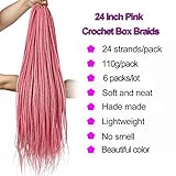 Pink Box Braid Crochet Hair 24 Inch Pre Looped Crochet Box Braids 6 Packs Small Crochet Braids Box Braids Pink Braiding Hair Extensions (24 inch box braids 6 pack, Pink)…