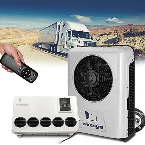 Treeligo 24V / 12V Truck Parking Air Conditioner Unit dc 12 volt 24 volt- Fast Cooling- 8 hours using 13500 BTU for RV, Truck, Farm Car, Van, Excavator, Bus, Car, Pickup, etc (24, Volts (DC))