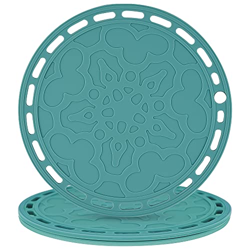 Smithcraft Trivets Mats for Hot Pots and Pans, Big Round Silicone Pot Holder Hot Pads for Hot Dishes, Mats for Countertops, Tables, Spoon Rest Small Place Mats Set of 3 (Teal)